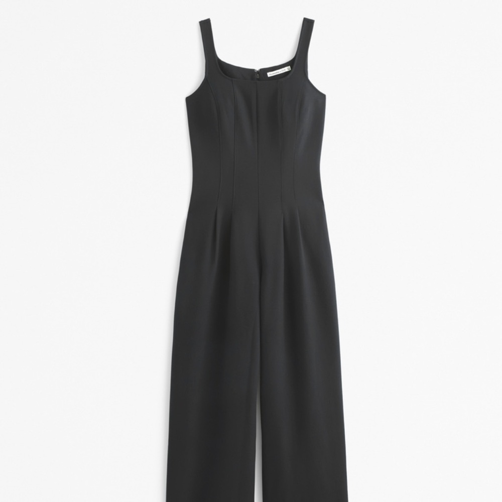 Abercrombie & Fitch Black Sleeveless Wide-Leg Jumpsuit